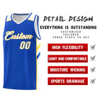 Custom Blue White-Yellow Classic Tops Style Mesh Sport Basketball Jersey