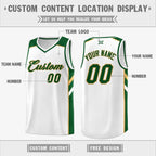 Custom White Green-Old Gold Classic Tops Style Mesh Sport Basketball Jersey