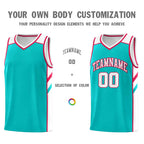 Custom Aqua White-Red Classic Sets Sports Uniform Basketball Jersey
