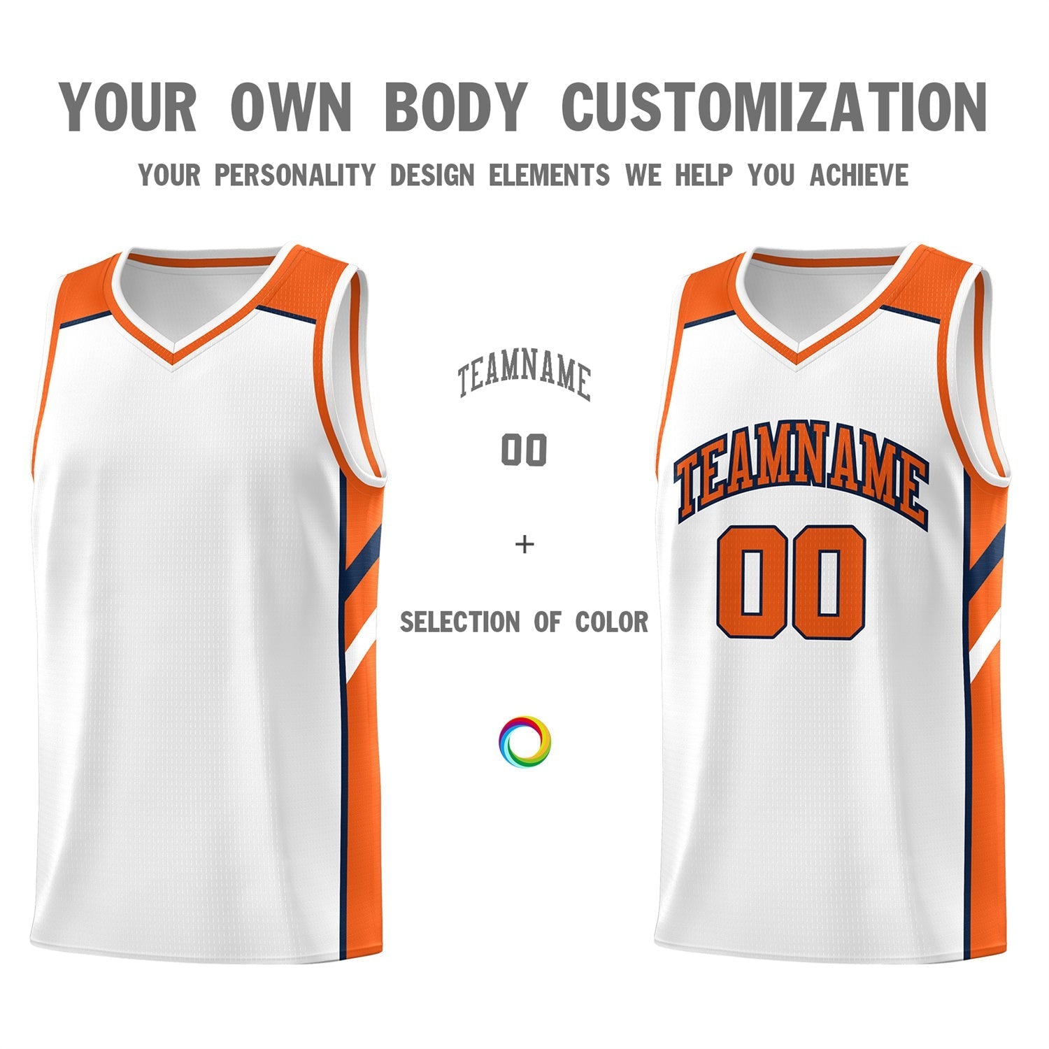 Custom White Orange-Navy Classic Tops Men/Boy Athletic Basketball Jersey
