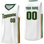 Custom White Green-Khaki Classic Tops Tank Top Basketball Jersey