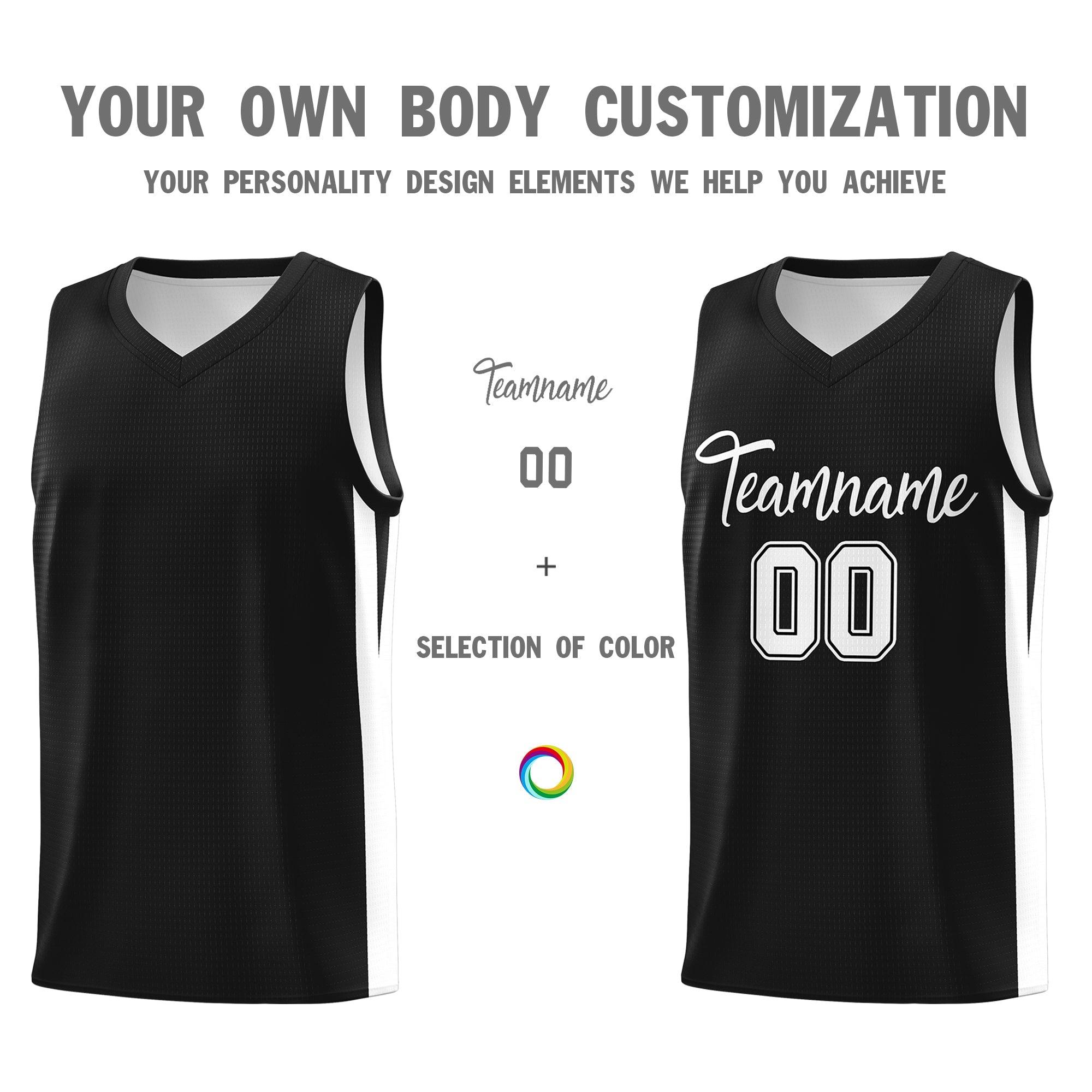 Custom Black White Classic Tops Mesh Sport Basketball Jersey