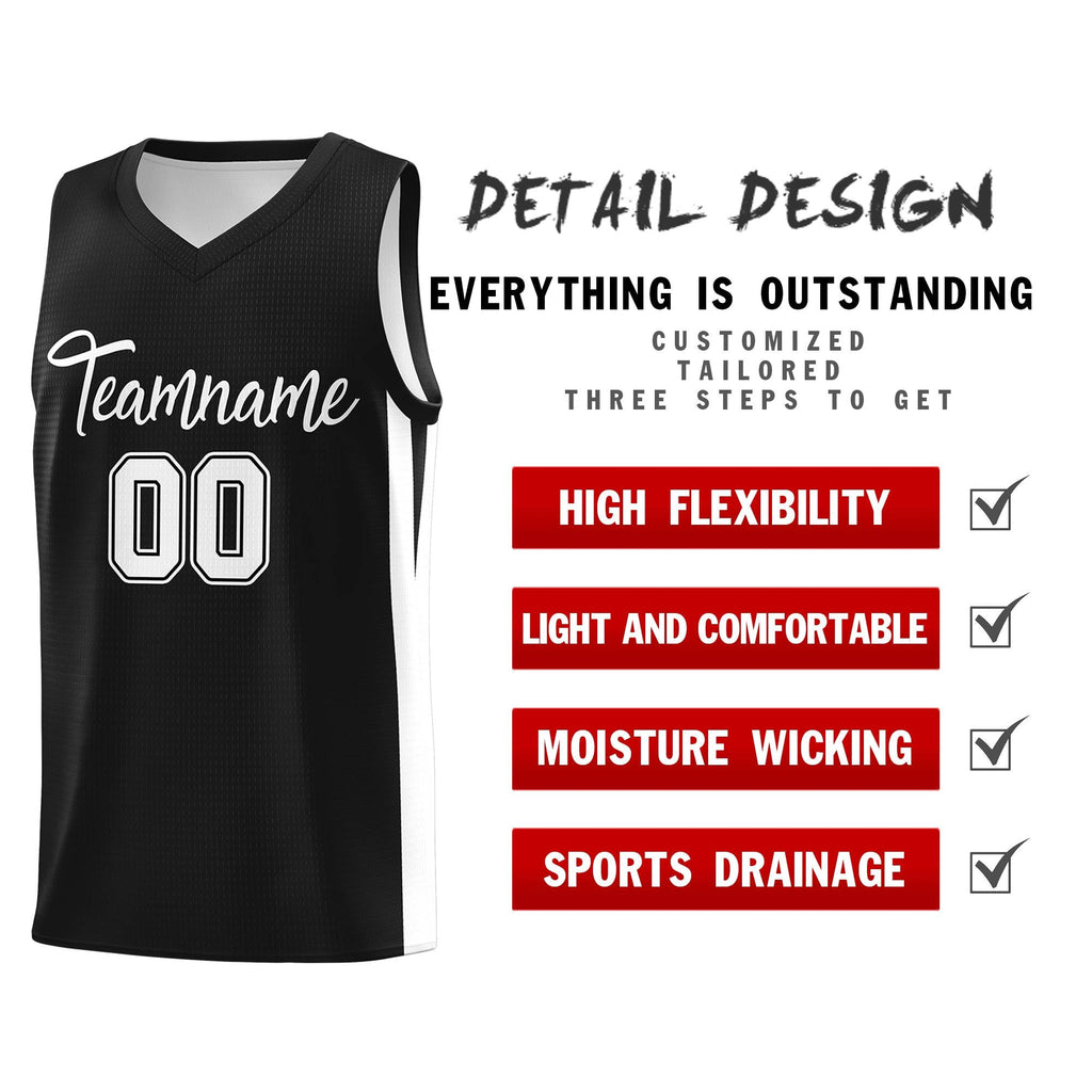 Custom Black White Classic Tops Mesh Sport Basketball Jersey