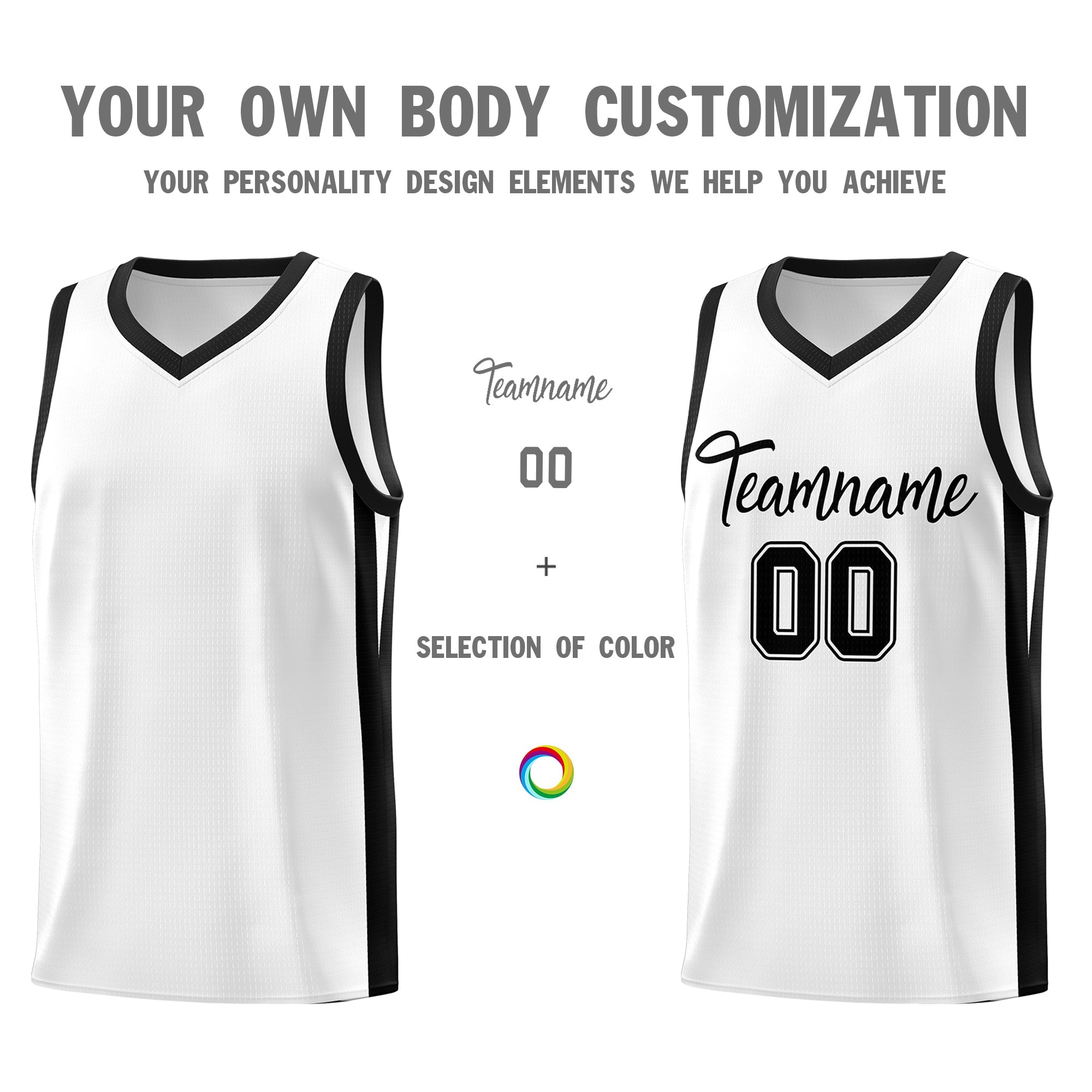 Custom White Black Classic Tops Mesh Sport Basketball Jersey