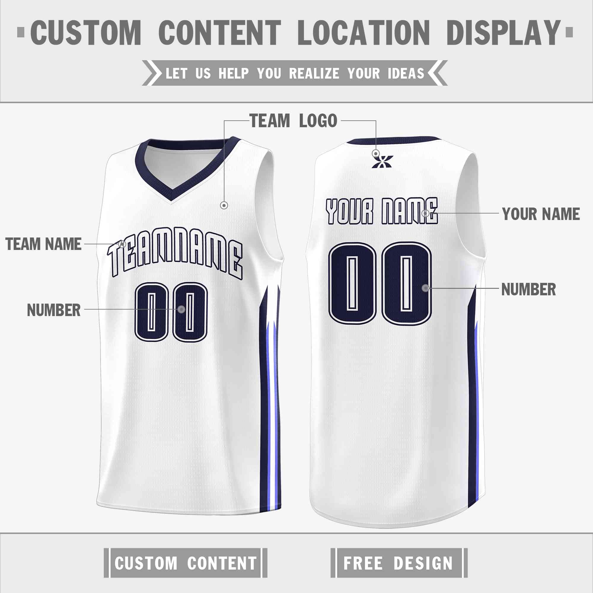 Custom White Navy-Classic Tops Mesh Sport Basketball Jersey