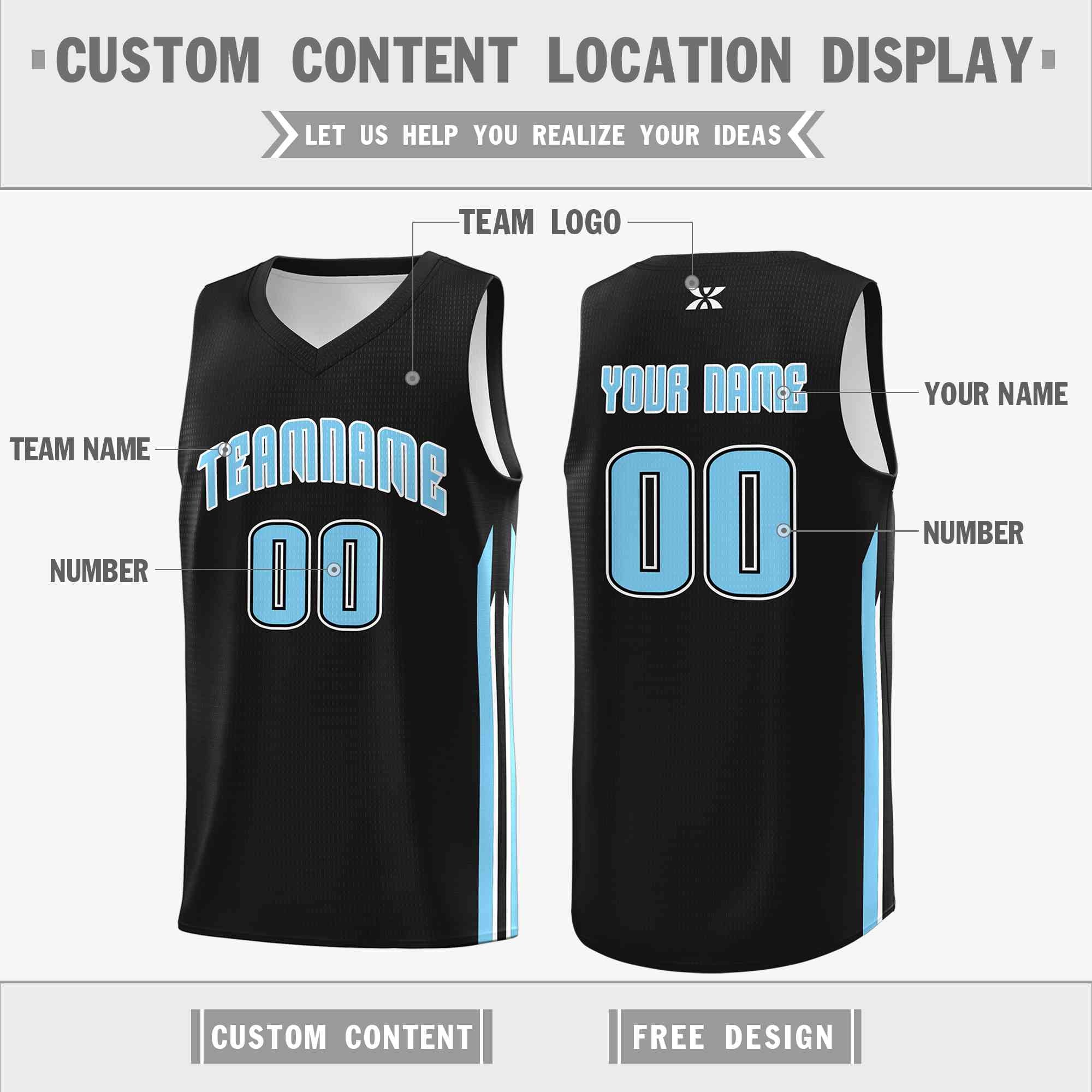 Custom Black Light Blue-Classic Tops Mesh Sport Basketball Jersey