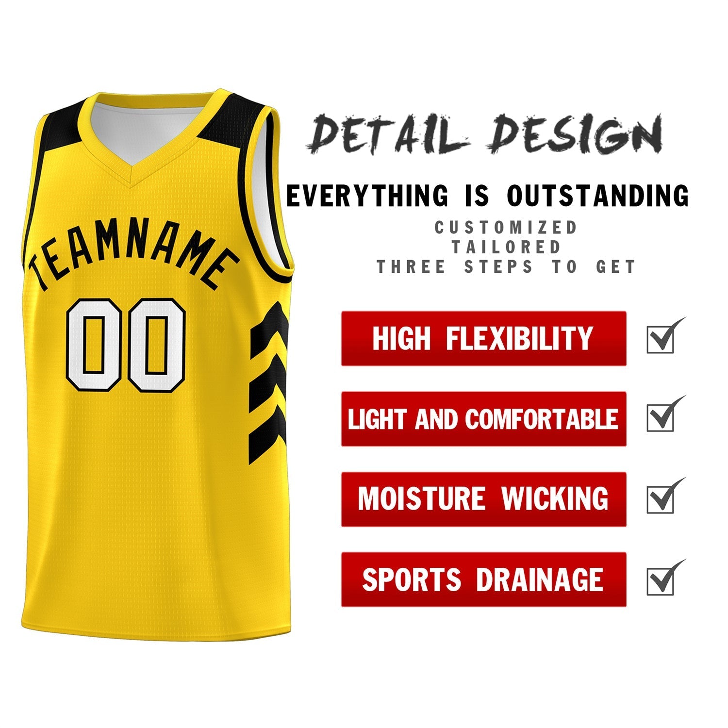 Custom Yellow Black Classic Tops Men/Boy Athletic Basketball Jersey