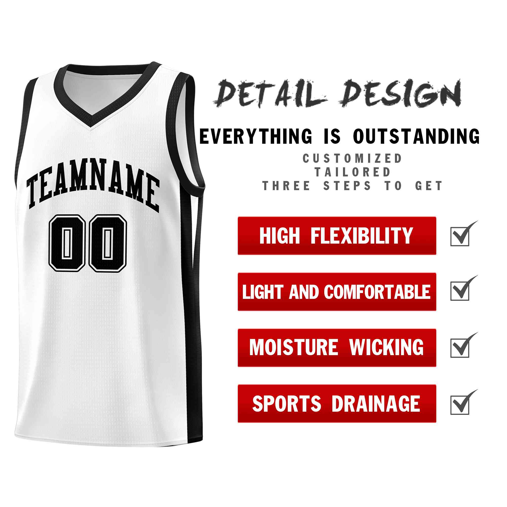 Custom White White Classic Tops Mesh Sport Basketball Jersey