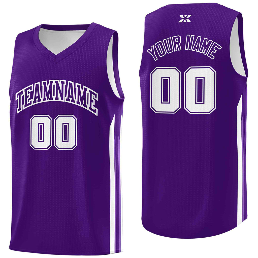 Custom Purple White-Classic Tops Mesh Sport Bull Basketball Jersey