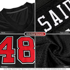 Custom Black Red-White Classic Style Mesh Authentic Football Jersey