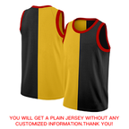 Custom Black Yellow-Red Split Fashion Tops Basketball Jersey
