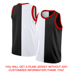 Custom Black White-Red Split Fashion Tops Basketball Jersey