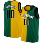 Custom Yellow Green -White Split Fashion Tops Basketball Jersey