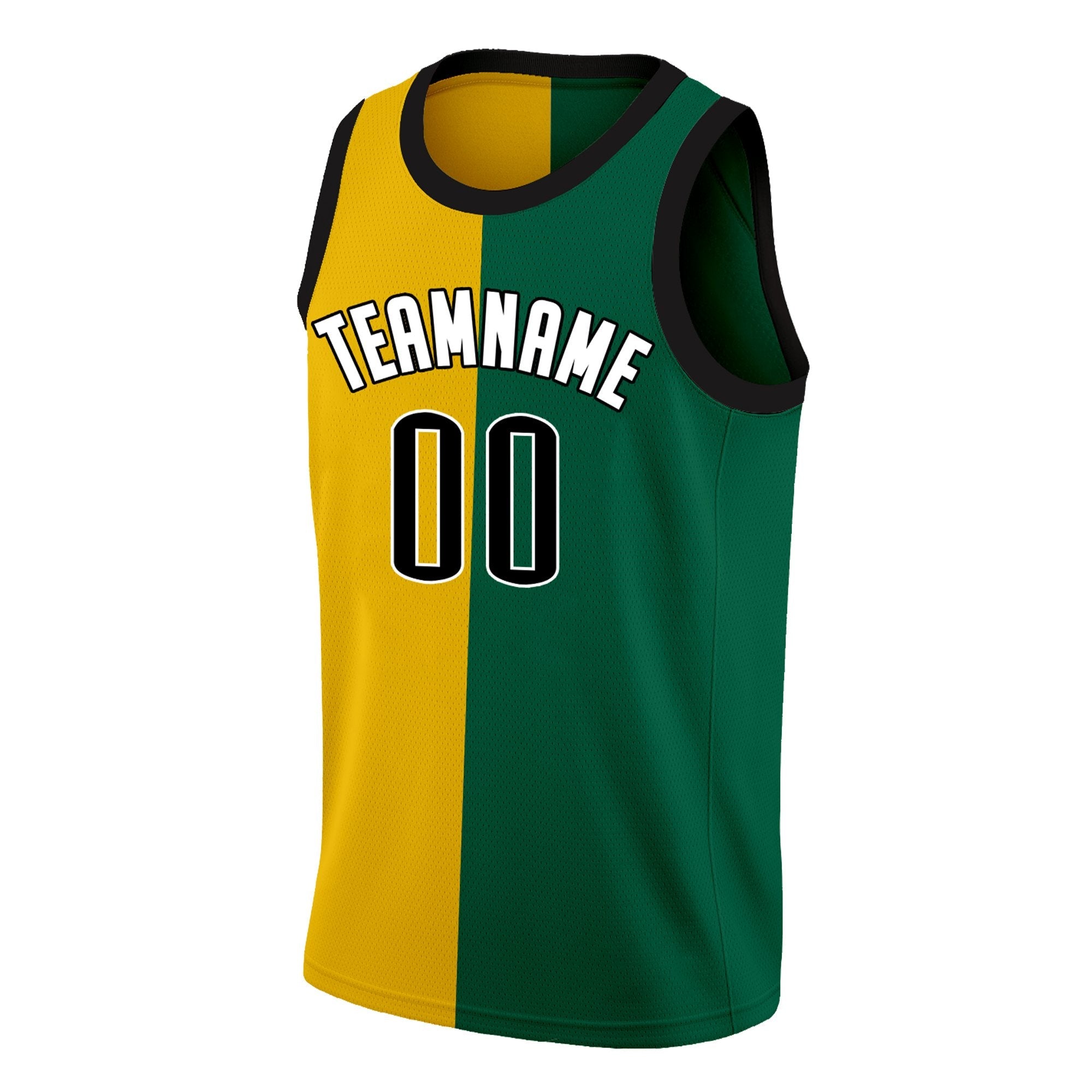 Custom Yellow Green -White Split Fashion Tops Basketball Jersey