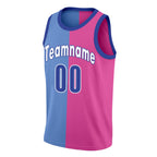 Custom Pink Blue Split Fashion Tops Basketball Jersey