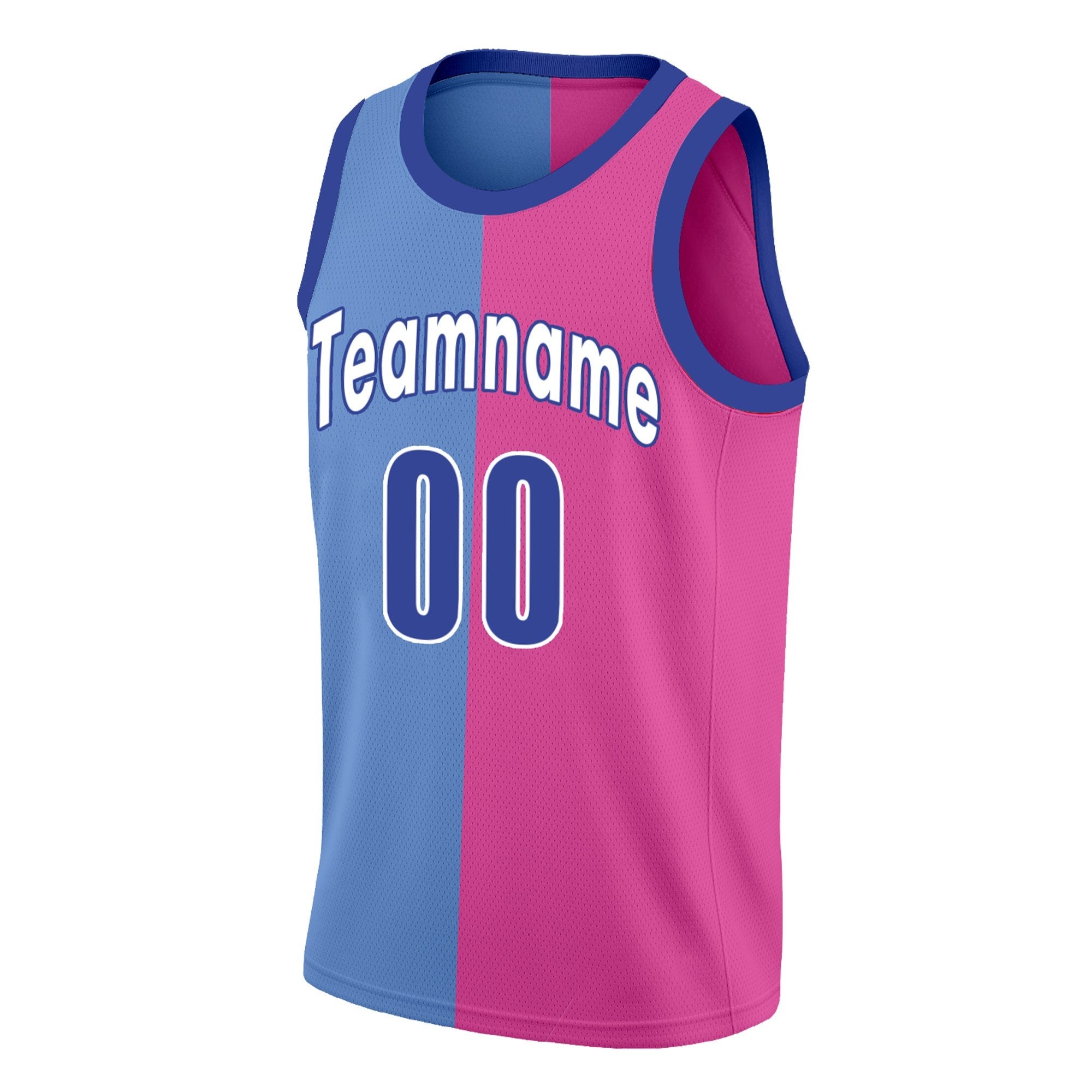 Custom Pink Blue Split Fashion Tops Basketball Jersey
