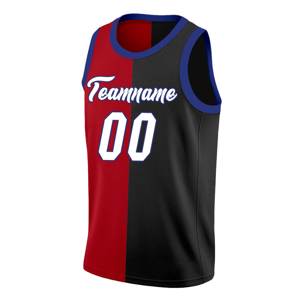 Custom Red Black-White Split Fashion Tops Basketball Jersey