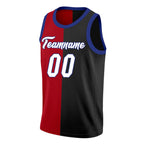 Custom Red Black-White Split Fashion Tops Basketball Jersey