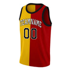 Custom Yellow Red-White Split Fashion Tops Basketball Jersey