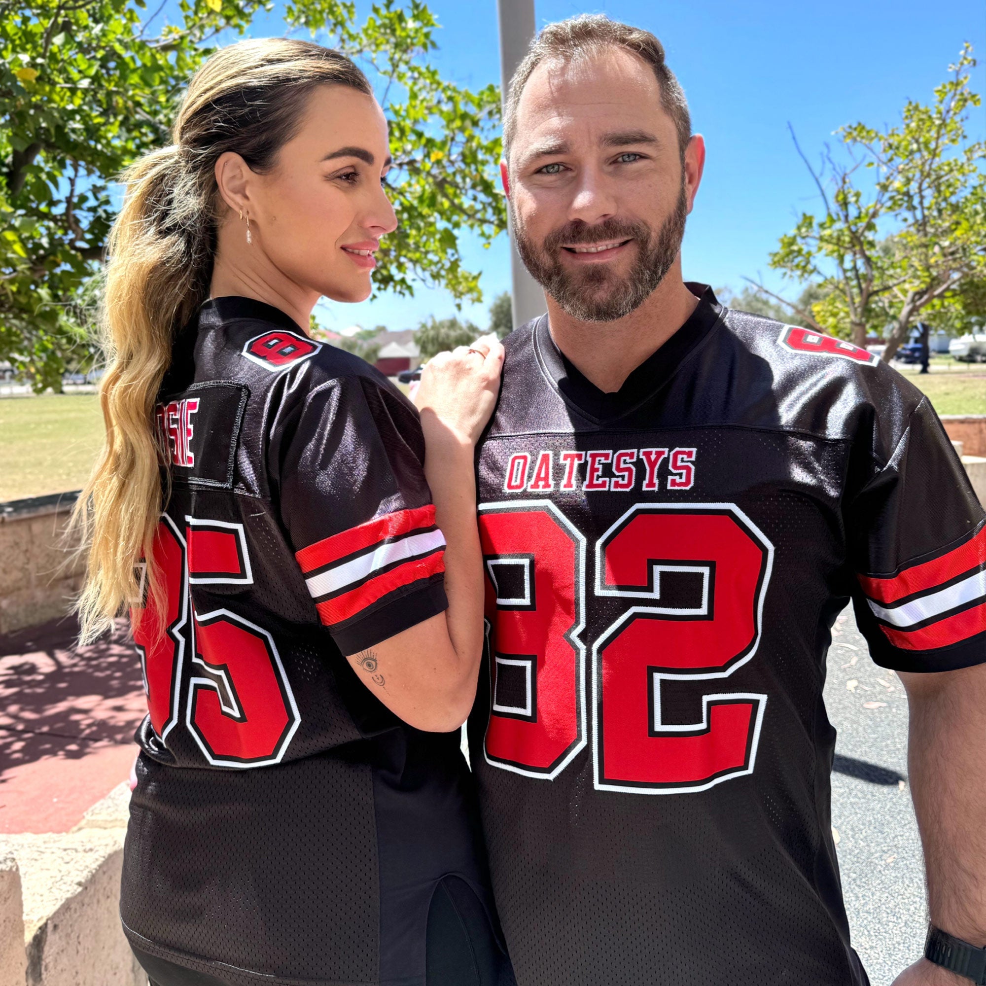 Custom  Black Pink-White Classic Style Mesh Authentic Football Jersey