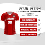 Custom Red Classic Striped Personalized Soccer Tops/Sets Jersey