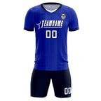 Custom Royal Classic Striped Personalized Soccer Tops/Sets Jersey