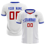 Custom White Classic Striped Personalized Soccer Tops/Sets Jersey