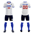 Custom White Classic Striped Personalized Soccer Tops/Sets Jersey