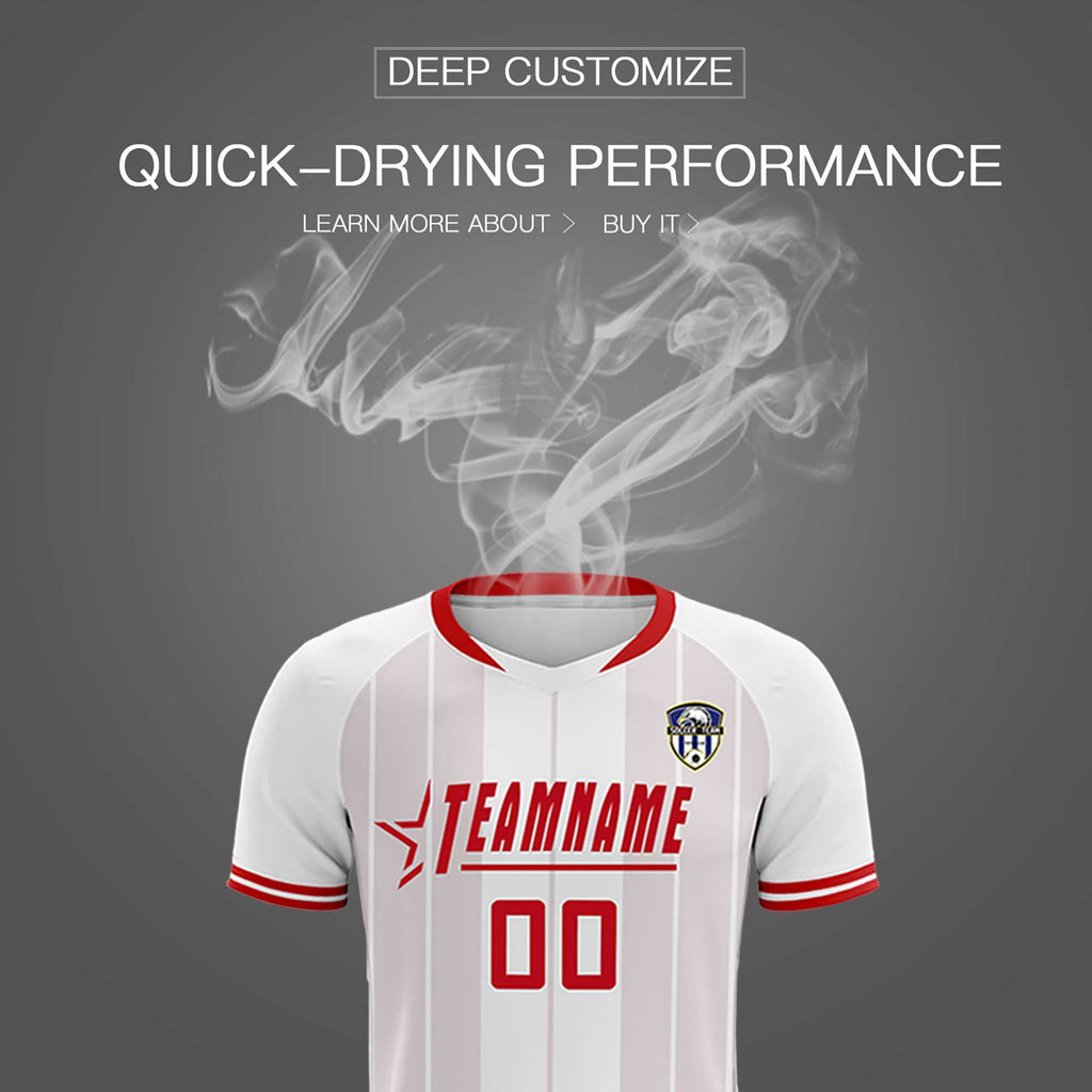 Custom White Classic Striped Personalized Soccer Tops/Sets Jersey
