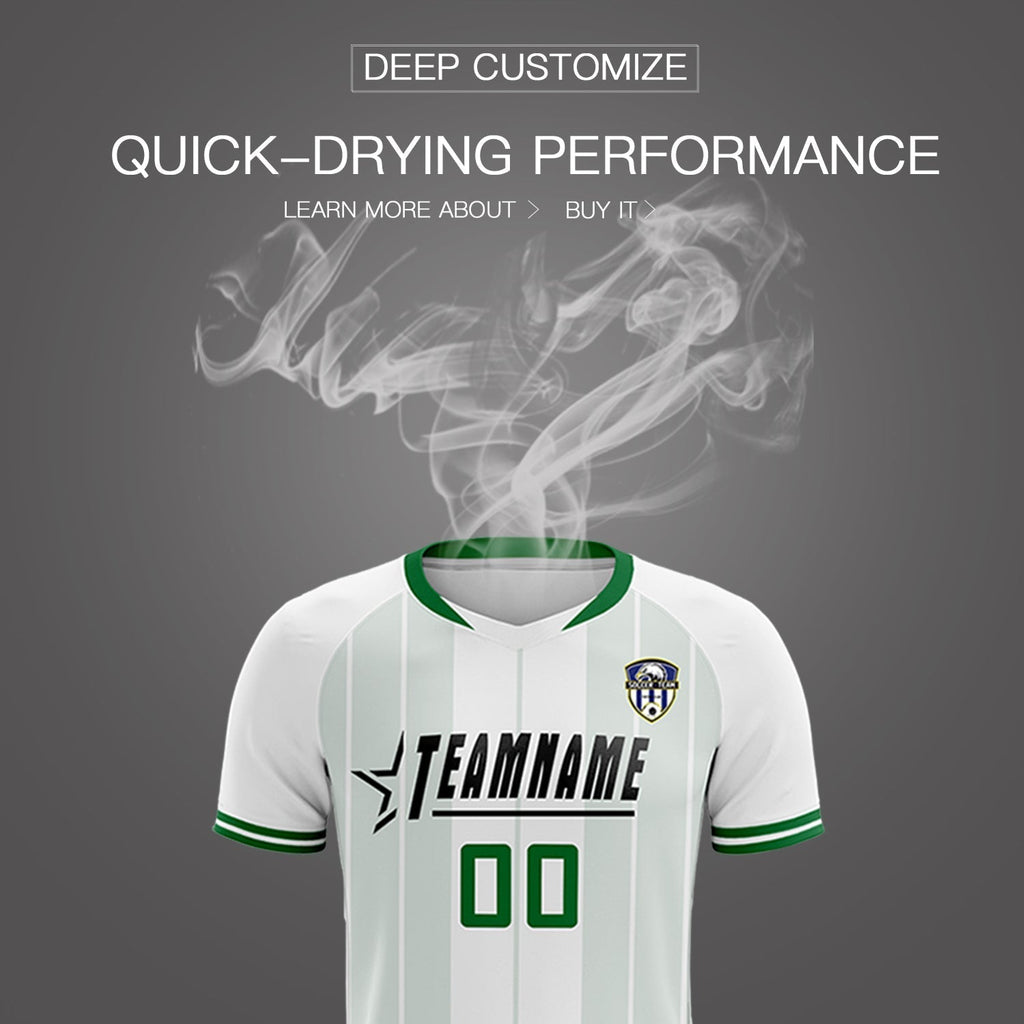 Custom White Classic Striped Personalized Soccer Tops/Sets Jersey