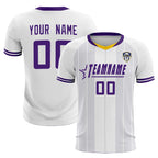 Custom White Classic Striped Personalized Soccer Tops/Sets Jersey
