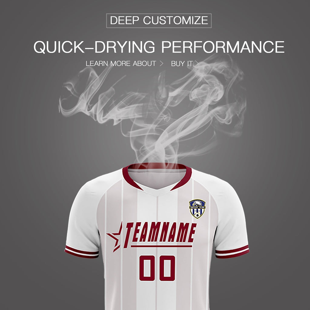 Custom White Classic Striped Personalized Soccer Tops/Sets Jersey