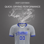 Custom Gray Classic Striped Personalized Soccer Tops/Sets Jersey