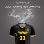 Custom Black Classic Striped Personalized Soccer Tops/Sets Jersey