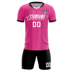 Custom Pink Classic Striped Personalized Soccer Tops/Sets Jersey