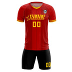 Custom Red Classic Striped Personalized Soccer Tops/Sets Jersey