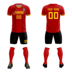 Custom Red Classic Striped Personalized Soccer Tops/Sets Jersey