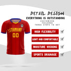 Custom Red Classic Striped Personalized Soccer Tops/Sets Jersey