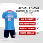 Custom Powder Blue Classic Striped Personalized Soccer Tops/Sets Jersey