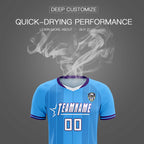 Custom Powder Blue Classic Striped Personalized Soccer Tops/Sets Jersey