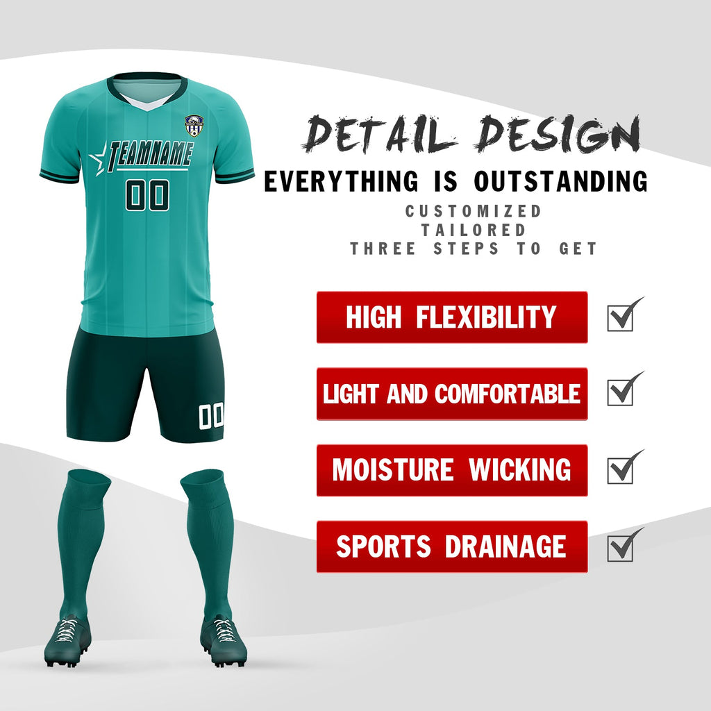 Custom Bright Green Classic Striped Personalized Soccer Tops/Sets Jersey