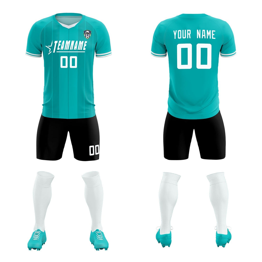 Custom Green Classic Striped Personalized Soccer Tops/Sets Jersey