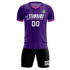 Custom Purple Classic Striped Personalized Soccer Tops/Sets Jersey