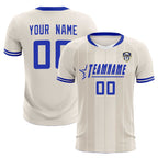 Custom Cream Classic Striped Personalized Soccer Tops/Sets Jersey