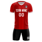 Custom Red Classic Striped Personalized Soccer Tops/Sets Jersey