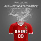 Custom Red Classic Striped Personalized Soccer Tops/Sets Jersey