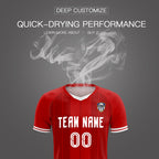 Custom Red Classic Striped Personalized Soccer Tops/Sets Jersey