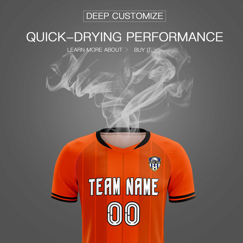 Custom Orange Classic Striped Personalized Soccer Tops/Sets Jersey