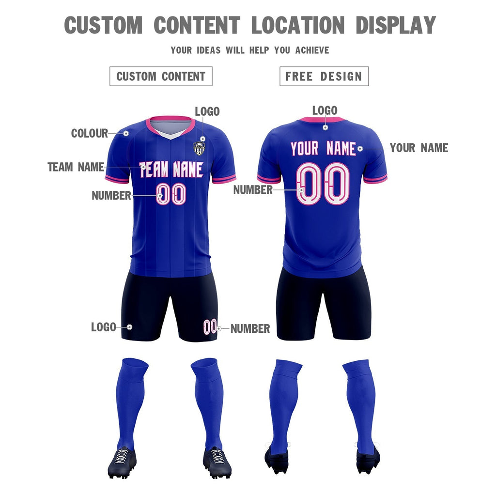 Custom Royal Classic Striped Personalized Soccer Tops/Sets Jersey
