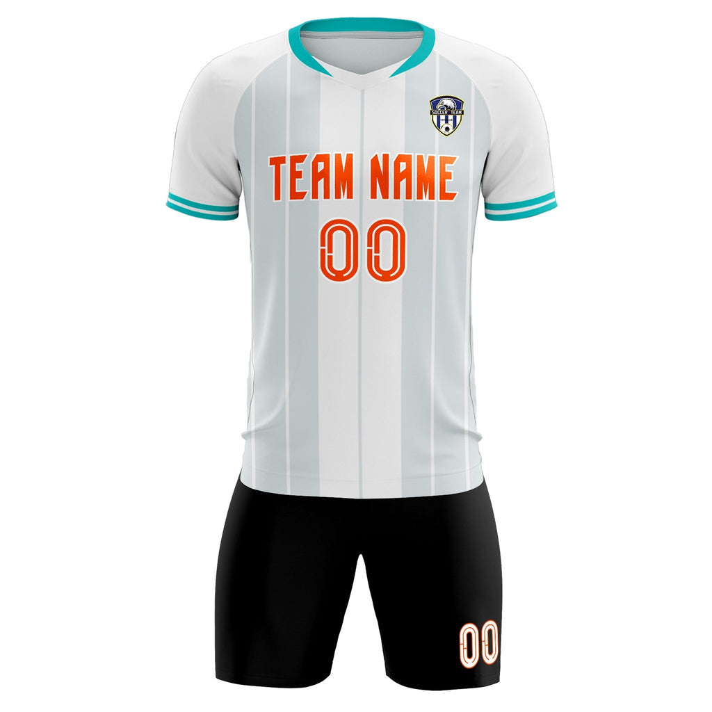 Custom White Classic Striped Personalized Soccer Tops/Sets Jersey